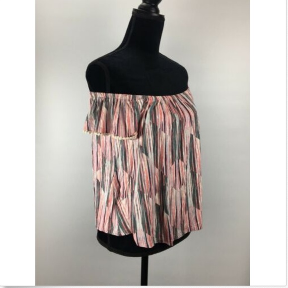 LUSH Women’s XL Off the Shoulder Blouse Stripes - Picture 4 of 7